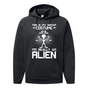 Alien Human Costume Reveal Performance Fleece Hoodie