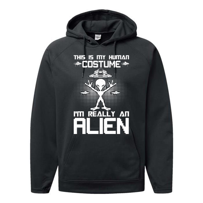 Alien Human Costume Reveal Performance Fleece Hoodie