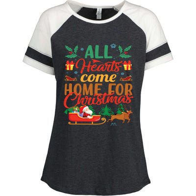 All Hearts Come Home For Christmas Santa Claus Snow Advent Meaningful Gift Enza Ladies Jersey Colorblock Tee