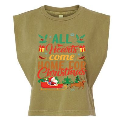 All Hearts Come Home For Christmas Santa Claus Snow Advent Meaningful Gift Garment-Dyed Women's Muscle Tee