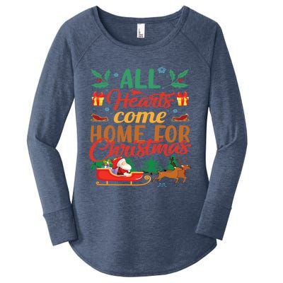 All Hearts Come Home For Christmas Santa Claus Snow Advent Meaningful Gift Women's Perfect Tri Tunic Long Sleeve Shirt