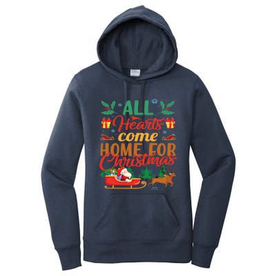 All Hearts Come Home For Christmas Santa Claus Snow Advent Meaningful Gift Women's Pullover Hoodie