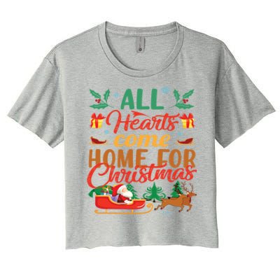 All Hearts Come Home For Christmas Santa Claus Snow Advent Meaningful Gift Women's Crop Top Tee