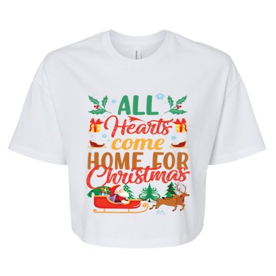 All Hearts Come Home For Christmas Santa Claus Snow Advent Meaningful Gift Bella+Canvas Jersey Crop Tee