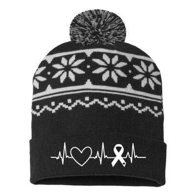 American Heart Disease Awareness Month Ribbon Go Red Heart USA-Made Snowflake Beanie