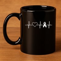 American Heart Disease Awareness Month Ribbon Go Red Heart 11oz C Handle Ceramic Mug