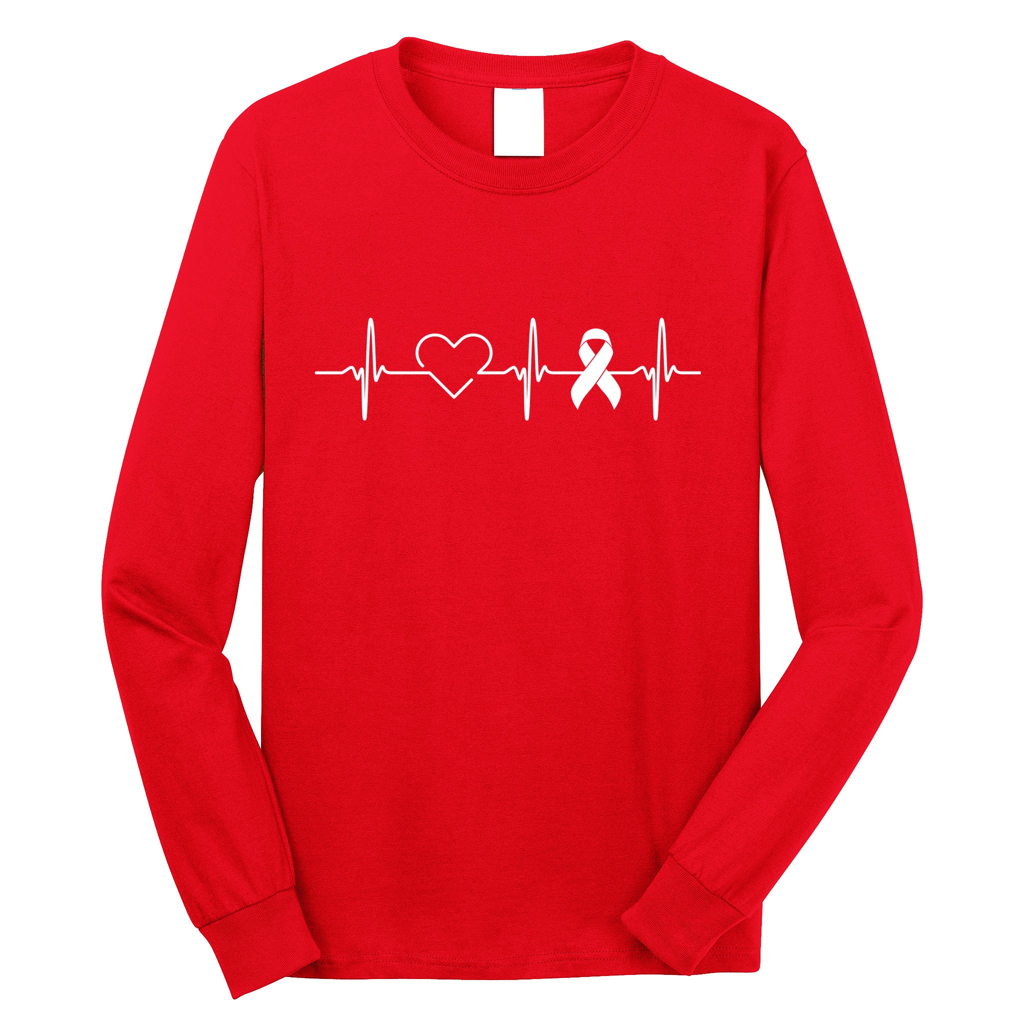 American Heart Disease Awareness Month Ribbon Go Red Heart Long Sleeve Shirt
