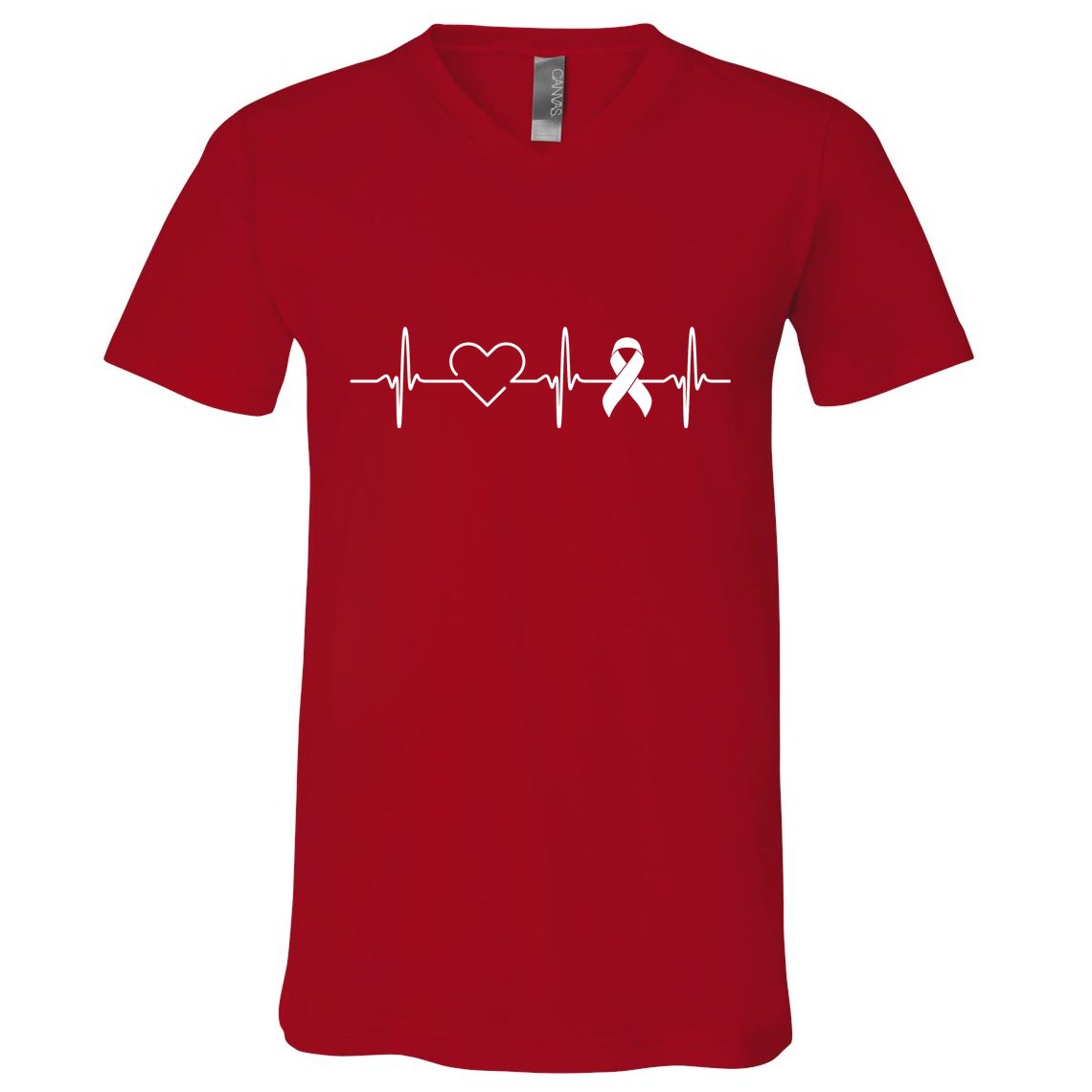 American Heart Disease Awareness Month Ribbon Go Red Heart V-Neck T-Shirt