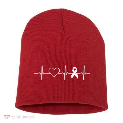 American Heart Disease Awareness Month Ribbon Go Red Heart Short Acrylic Beanie