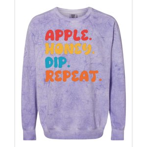 Apple Honey Dip Repeat Rosh Hashanah Jewish New Year Colorblast Crewneck Sweatshirt