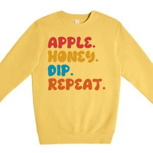 Apple Honey Dip Repeat Rosh Hashanah Jewish New Year Premium Crewneck Sweatshirt