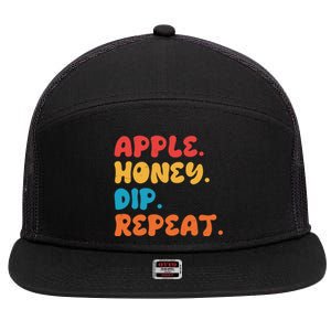 Apple Honey Dip Repeat Rosh Hashanah Jewish New Year 7 Panel Mesh Trucker Snapback Hat