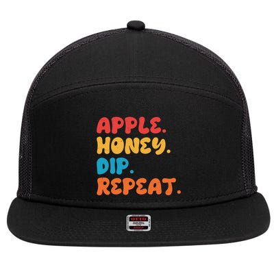 Apple Honey Dip Repeat Rosh Hashanah Jewish New Year 7 Panel Mesh Trucker Snapback Hat