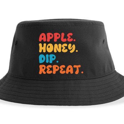 Apple Honey Dip Repeat Rosh Hashanah Jewish New Year Sustainable Bucket Hat