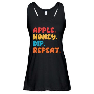 Apple Honey Dip Repeat Rosh Hashanah Jewish New Year Ladies Essential Flowy Tank