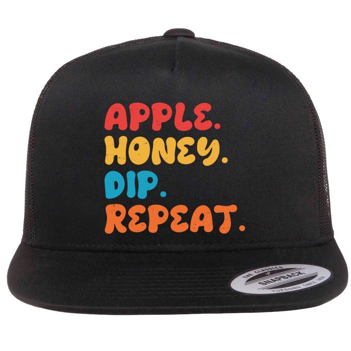 Apple Honey Dip Repeat Rosh Hashanah Jewish New Year Flat Bill Trucker Hat