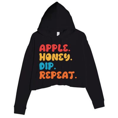 Apple Honey Dip Repeat Rosh Hashanah Jewish New Year Crop Fleece Hoodie