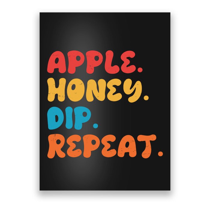 Apple Honey Dip Repeat Rosh Hashanah Jewish New Year Poster