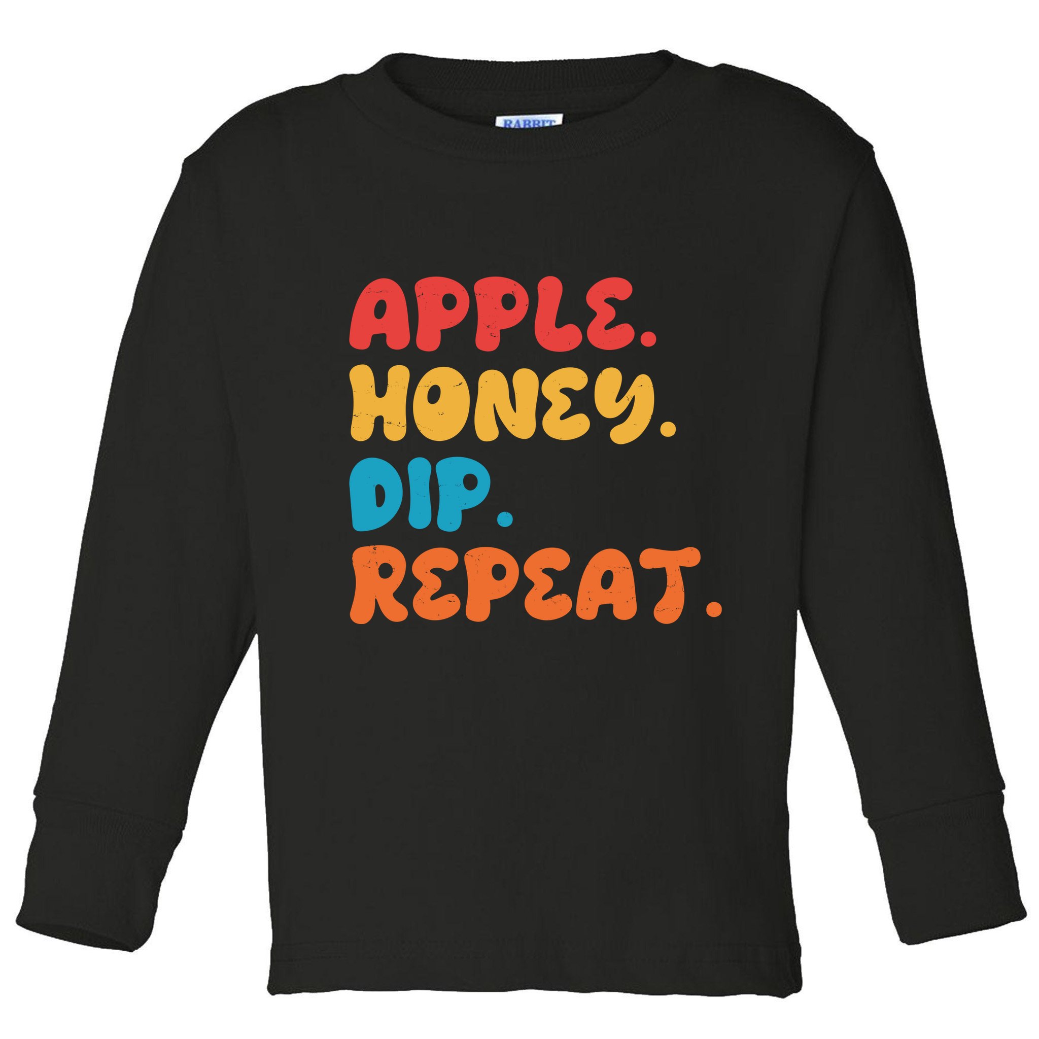 Apple Honey Dip Repeat Rosh Hashanah Jewish New Year Toddler Long Sleeve Shirt