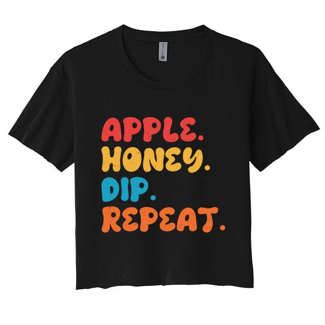 Apple Honey Dip Repeat Rosh Hashanah Jewish New Year Crop Top