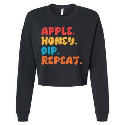 Apple Honey Dip Repeat Rosh Hashanah Jewish New Year Cropped Pullover Crew