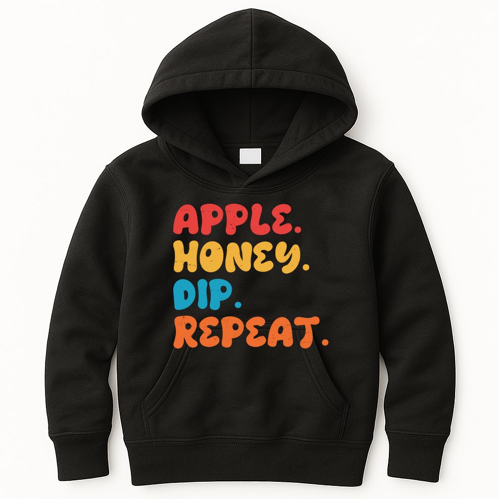 Apple Honey Dip Repeat Rosh Hashanah Jewish New Year Kids Hoodie