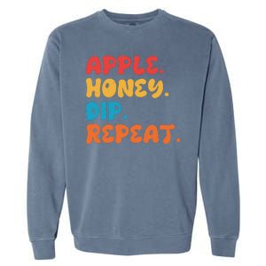 Apple Honey Dip Repeat Rosh Hashanah Jewish New Year Garment-Dyed Sweatshirt