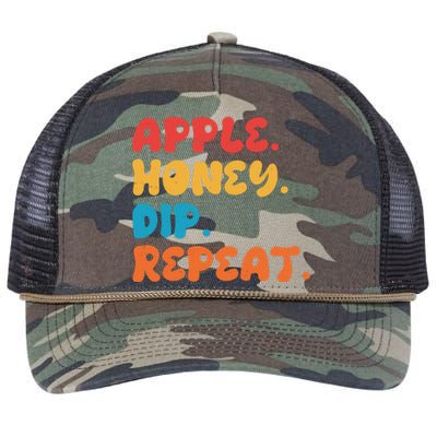 Apple Honey Dip Repeat Rosh Hashanah Jewish New Year Retro Rope Trucker Hat Cap