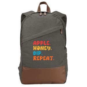 Apple Honey Dip Repeat Rosh Hashanah Jewish New Year Cotton Canvas Backpack