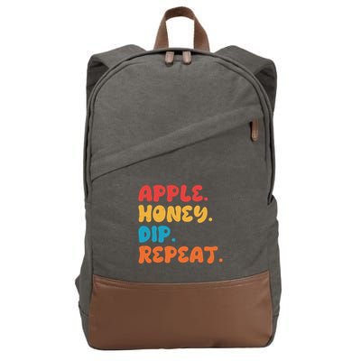 Apple Honey Dip Repeat Rosh Hashanah Jewish New Year Cotton Canvas Backpack