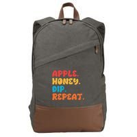 Apple Honey Dip Repeat Rosh Hashanah Jewish New Year Cotton Canvas Backpack