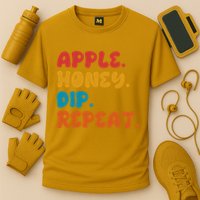 Apple Honey Dip Repeat Rosh Hashanah Jewish New Year Cooling Performance Crew T-Shirt