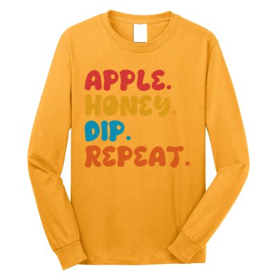 Apple Honey Dip Repeat Rosh Hashanah Jewish New Year Long Sleeve Shirt