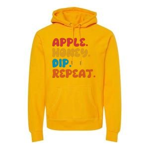 Apple Honey Dip Repeat Rosh Hashanah Jewish New Year Premium Hoodie