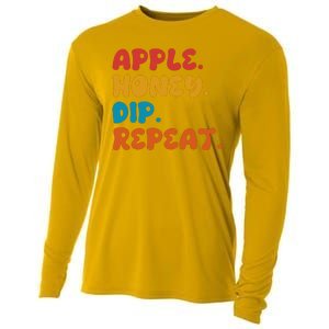 Apple Honey Dip Repeat Rosh Hashanah Jewish New Year Cooling Performance Long Sleeve Crew