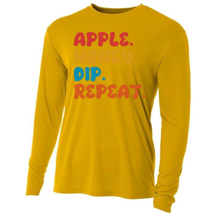 Apple Honey Dip Repeat Rosh Hashanah Jewish New Year Cooling Performance Long Sleeve Crew