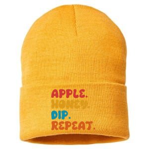 Apple Honey Dip Repeat Rosh Hashanah Jewish New Year Sustainable Knit Beanie