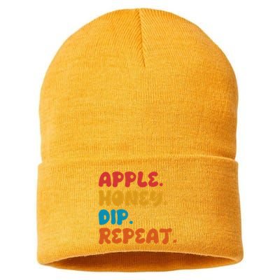 Apple Honey Dip Repeat Rosh Hashanah Jewish New Year Sustainable Knit Beanie