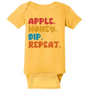 Apple Honey Dip Repeat Rosh Hashanah Jewish New Year Baby Bodysuit