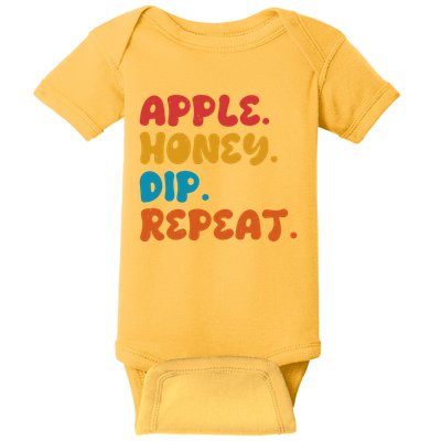 Apple Honey Dip Repeat Rosh Hashanah Jewish New Year Baby Bodysuit