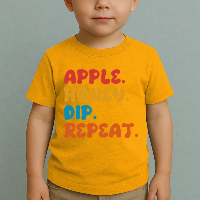 Apple Honey Dip Repeat Rosh Hashanah Jewish New Year Toddler T-Shirt