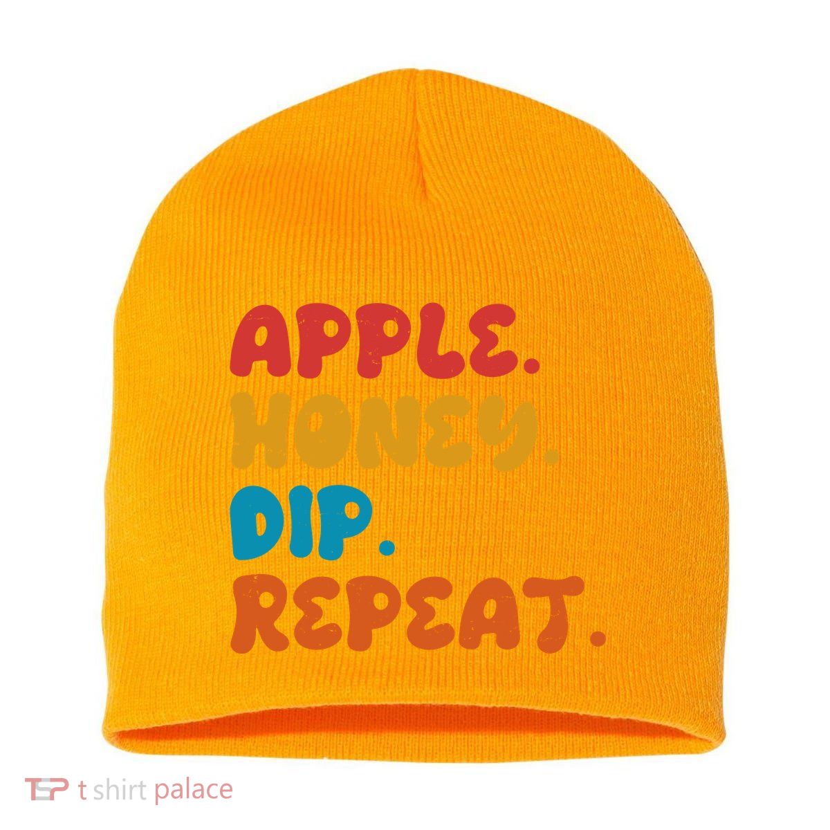 Apple Honey Dip Repeat Rosh Hashanah Jewish New Year Short Acrylic Beanie