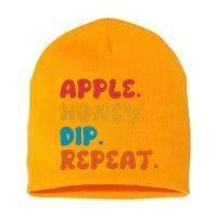 Apple Honey Dip Repeat Rosh Hashanah Jewish New Year Short Acrylic Beanie