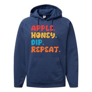 Apple Honey Dip Repeat Rosh Hashanah Jewish New Year Performance Fleece Hoodie