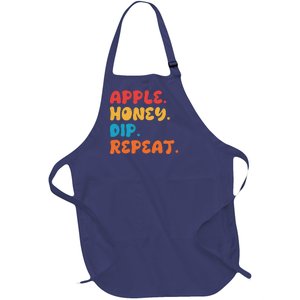 Apple Honey Dip Repeat Rosh Hashanah Jewish New Year Full-Length Apron With Pockets