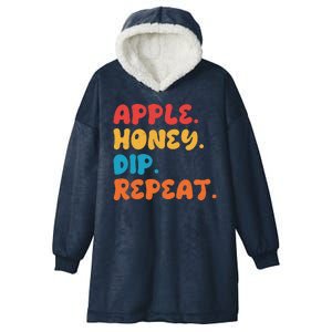 Apple Honey Dip Repeat Rosh Hashanah Jewish New Year Hooded Wearable Blanket