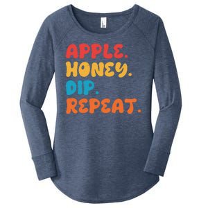 Apple Honey Dip Repeat Rosh Hashanah Jewish New Year Women's Perfect Tri Tunic Long Sleeve Shirt