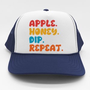 Apple Honey Dip Repeat Rosh Hashanah Jewish New Year Trucker Hat