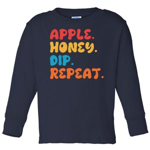 Apple Honey Dip Repeat Rosh Hashanah Jewish New Year Toddler Long Sleeve Shirt