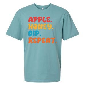 Apple Honey Dip Repeat Rosh Hashanah Jewish New Year Sueded Cloud Jersey T-Shirt